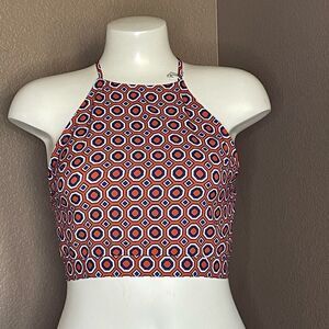 Forever 21 blue and orange crop top open back size S
